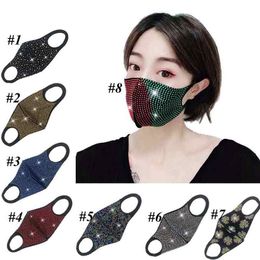 8 couleurs adulte masque anti-poussière mélange femmes mode strass masque randonnée en plein air cyclisme masque ZZA2109