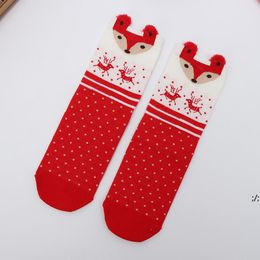 8 kleuren kerstsokken vrouwen cartoon santa elanden patroon warme katoen middelste buis kleurrijke winter xmas lle11127