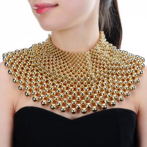 8 kleuren chunky verklaring ketting vrouwen punk rock bib collar choker handgemaakte kralen grote grote brede ketting valse valse kraag