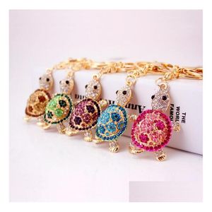 Porte-clés tortue incrusté de diamants, 8 couleurs, accessoires de sac à main, pendentif en métal, porte-clés poulpe, porte-clés en forme d'animal mignon, livraison directe