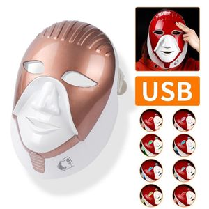 8 kleuren elektrische led gezichtsmasker met nek huid verjonging whitening vlek anti acne rimpel schoonheid behandeling thuisgebruik