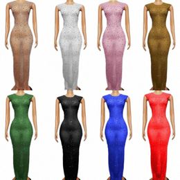 8 colores completo Rhinestes Party Dr Women Celebrate Festival Outfit Stage Catwalk Gogo Disfraces Evening Prom Dres XS7525 22UG #