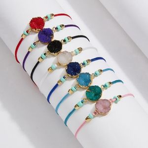 8 kleuren handgemaakte geweven natuursteen armband lucky touw armband make wens verstelbare papieren kaart touwen vriendschap mode-sieraden
