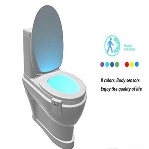 8 colores hogar inteligente baño luz nocturna LED cuerpo movimiento activado On/Off Sensor de asiento PIR inodoro lámpara de luz nocturna