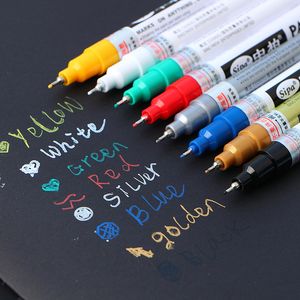 8 couleurs stylo marqueur d'aiguille métallique peinture à pointe fine stylo permanent non toxique fournitures de bureau d'école d'art de bricolage 201116