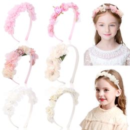 8 kleuren zijden bloemhoofdbanden voor kinderen boetiek meisjes scrunchies haar hoepel kinderen haarband bloemenmeisje romantisch hoofddeksel L2405