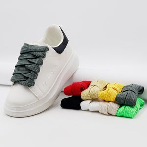 8 kleuren enkele laag brede platte type polyester katoenen schoenveters 2 cm brede massieve kleur casual schoenen mannen vrouwen aangepaste multicolor