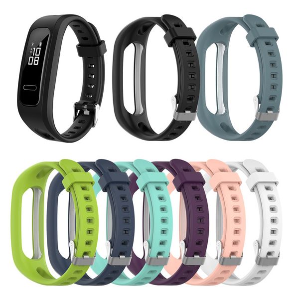 Bracelet en silicone souple 8 couleurs pour Huawei Honor Band 4 Version en cours d'exécution Bracelet de sport pour Huawei Band 3e Correa