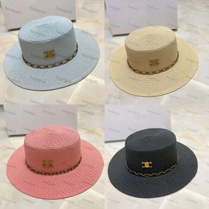 8 couleurs Summer Plaw Hat Designer Caps Grass Braid Braid Cap ajusté Bucket Hats Fashion Womens Beach Sunhat Unisexe Triumphal Bonnet S