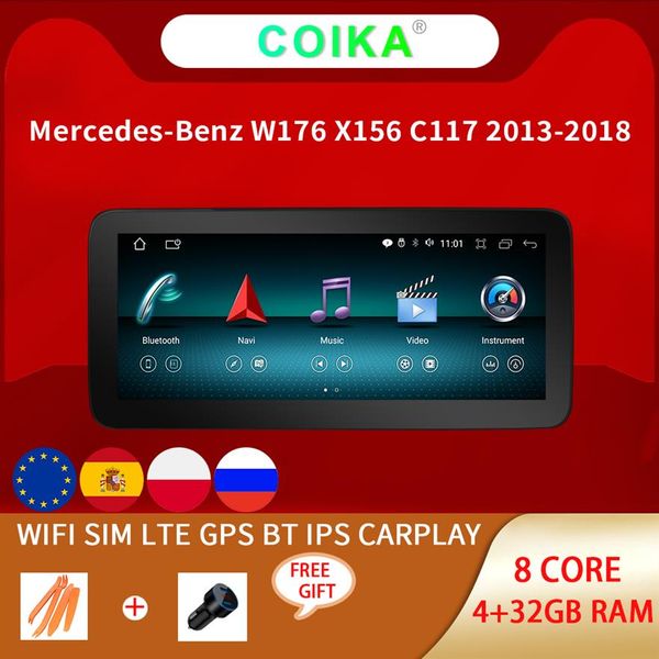 Reproductor de DVD para coche de 8 núcleos 10 25, sistema Android 10, Radio con pantalla táctil para mercedes-benz A CLA GLA W176 W117 X156 RAM Google BT Wif256D