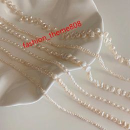 8 diseños collar de perlas de agua dulce natural con cuentas collares hechos a mano en capas irregulares mujeres joyas románticas vintage francesas