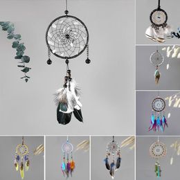 Filet attrape-rêves Vintage fait à la main, 8 modèles, avec pendentif en plumes, décoration de voiture suspendue pour la maison, ornement, artisanat d'art, cadeaux 238v