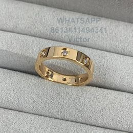 8 diamantes 18K 3.6mm anillo de amor V material de oro nunca se desvanecerá anillo estrecho reproducciones oficiales de la marca de lujo Con caja de contador anillos de pareja regalo exquisito
