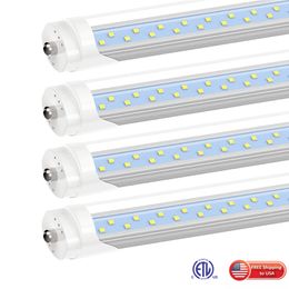 Tubo de luces LED de 8 pies En forma de V 8 pies t8 de un solo pin FA8 Tubos de luz LED de 8 pies Filas dobles Tubo fluorescente LED Tiendas de almacenes de garaje Eliminar lastre EE. UU.