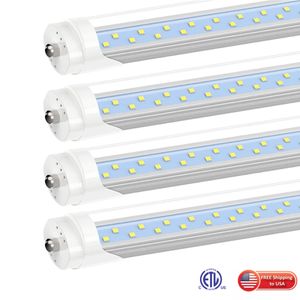 Tubes LED de 8 pieds en forme de V 8 pieds t8 simple broche FA8 Tubes lumineux LED de 8 pieds Double rangées de tubes fluorescents à LED Garage Magasins d'entrepôt Retirer le ballast USA