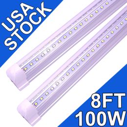 Luces LED para tienda de 8 pies 100W 96 pulgadas 10000 LM Luz LED para debajo del gabinete, lámpara de tubo integrada T8 para servicios públicos Tiendas de 8 pies Iluminación de techo Garajes usastock