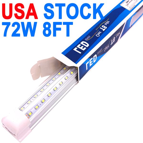 Luces LED para tienda de 8 pies 72W 96 pulgadas 7200 LM Luz LED para debajo del gabinete, lámpara de tubo integrada T8 para utilidad Luz de tienda de 8 pies Techo con cable Garaje eléctrico crestech