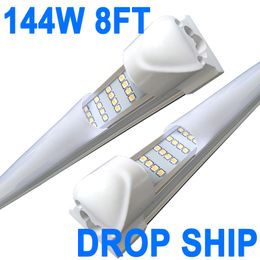 Luces de tubo LED con cubierta lechosa de 8 pies, lámpara LED para tienda de garaje de 240 cm, tubos integrados de 8 pies, bombillas blanco puro 6500 K, hospitales de barbería, luces LED para garajes de 8 pies crestech