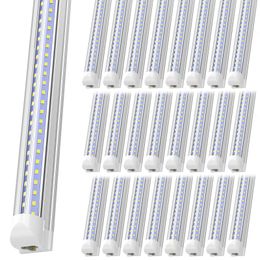 8 voet T8 LED-buis licht v vorm geïntegreerd LED 4ft 5ft 6ft 8ft winkel verlichtingsarmatuur koud wit 6500K led dubbele zijden buis AC85-265V garage magazijn workshop verlichting