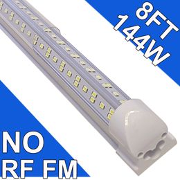 Tube lumineux LED intégré de 8 pieds 144W T8 en forme de V 96"NO-RF RM 144000 lumens (équivalent fluorescent 300W) Couvercle transparent Super Brights Blanc 6500K 8FT LED Shop Lights usastock