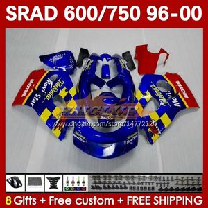 Kit de carrosserie bleu Movistar pour Suzuki Srad GSXR 750 600 CC GSXR600 GSXR750 1996-2000 168NO.23 GSX-R750 GSXR-600 1996 1997 1998 1999 2000 600cc 750cc 96 97 98 98 99 00 Moto Fair Fair