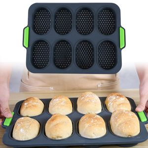 8 grilles antiadhésives bricolage bonne flexibilité hamburger français résistant à la chaleur libération facile cuisson pain moule silicone maison outil pratique