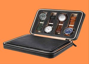 8 grilles PU en cuir Boîte de surveillance Affichage des montres affichage Boîte de rangement Boîte à boîtier Zippere Travel Jewelry Gobector Case 4017330