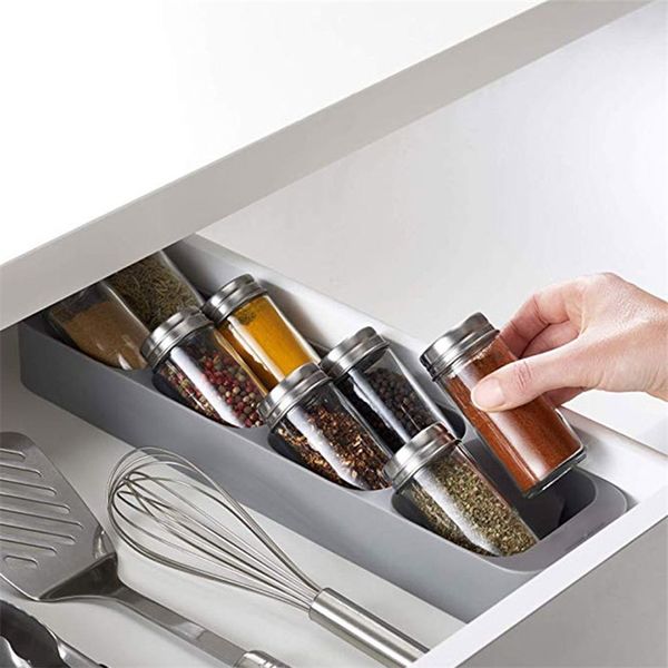 8 rejillas Spice Rack Armario Organizador Bastidores de almacenamiento Utensilios para despensa Cocina Sazonador Tarro en cajón 220809