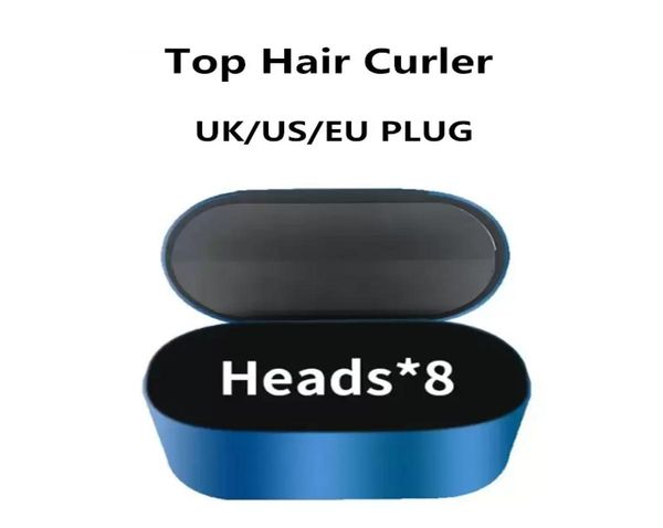 8 cabezas Multifuncionales Herramienta de rizador de cabello secador de cabello Caja de regalo de hierro automático de curling nuevo Versión Azul y Gold9927916