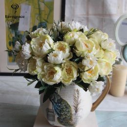 8 têtes Silk Peonies artificielles Fleurs pour mariage de mariage décor de bricolage petite fleur artisanat Peony mini Fake Flowers for Home Decor