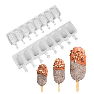 Molde de silicona para helados de 8 agujeros, molde para hacer paletas de frutas, congelador de postres, herramientas para hacer helados caseros DIY