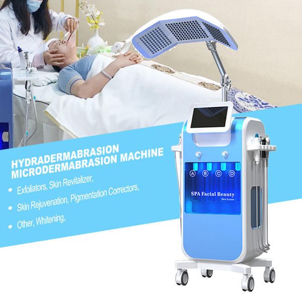 8 en 1 Hydro Dermabrasion nettoyage du visage diamant PDT lumière nettoyage en profondeur rides du visage rajeunissement de la peau Aqua Peel Machine Diamond Peel Machine