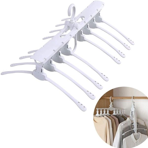 8 en 1 Magic Hanger Vêtements Etendoir Rack De Stockage Organisateur Placard Stockage 360 Degrés Rotation Pliable Voyage Gain De Place 210318