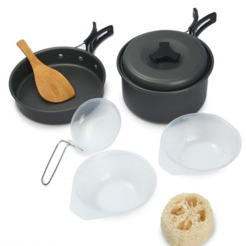 8 en 1 Camping en plein air Cuisine Camping Randonnée Ustensiles de cuisine Sac à dos Pique-nique Bol Pot Pan Tool Set