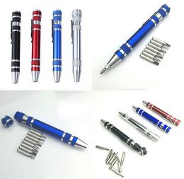 8 in 1 Precisie Magnetische Pen Stijl Schroevendraaier Schroef Bit Set Slotted Multifunctionele Reparatie Handgereedschap