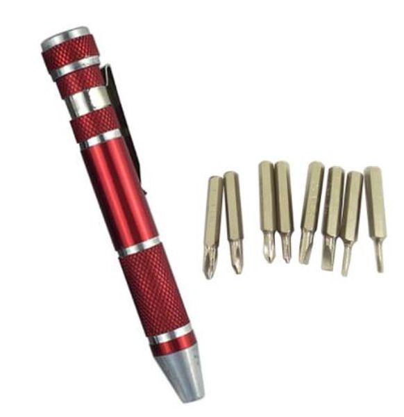 8 en 1 jeu d'embouts de tournevis de Style stylo magnétique de précision fendu Phillips Torx Hex V1.5-3.5 outil de réparation
