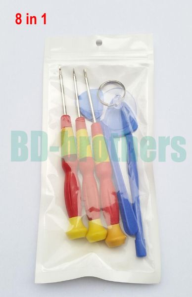 8 en 1 Kit d'outils de réparation de réparation avec grand tournevis 5 points étoiles 08 Pentalobe 15 Phillips fend pour iPhone 4 5 6 Samsung 1040799