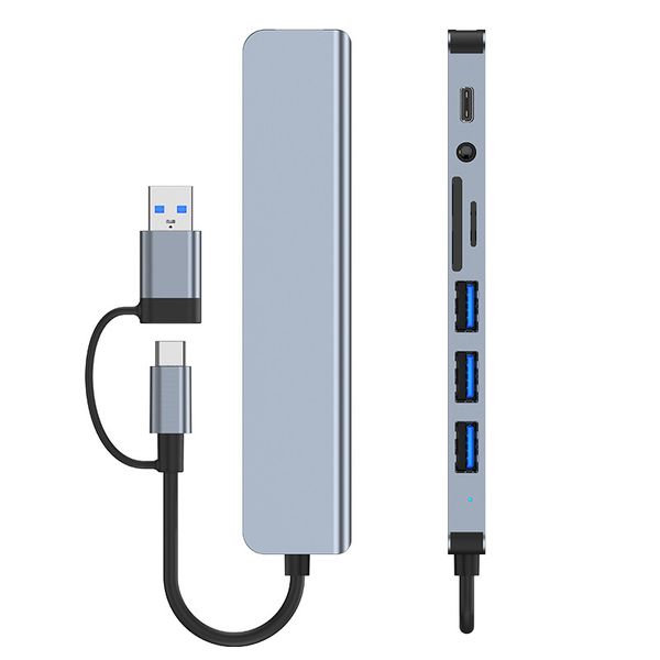 Station d'accueil HUB USB 3.0 8 en 2, Transmission haute vitesse 5Gbps, séparateur USB Type C vers USB OTG, adaptateur pour Macbook Pro