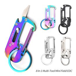 8 in1 Mousqueton Porte-clés Multitool Camping Poche En Acier EDC Outil Ouvre-Bouteille Porte-clés De Voiture Tournevis À Fente En Plein Air Hommes Cadeau