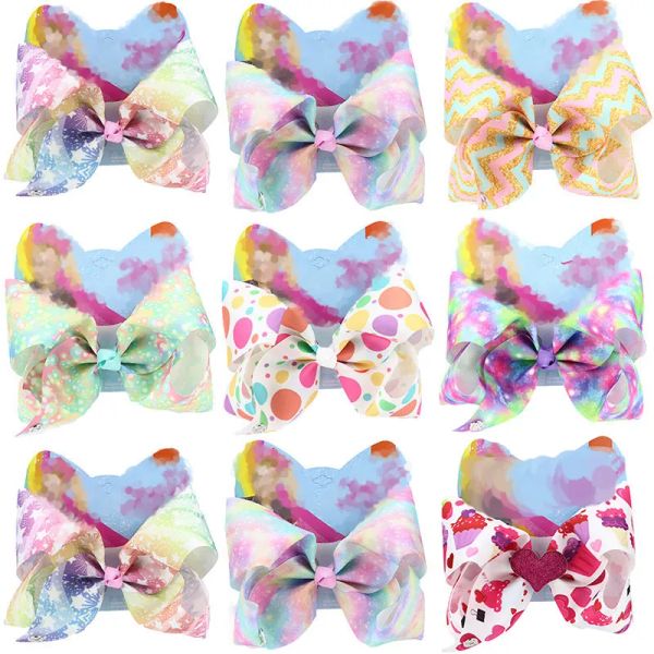 8 pulgadas 18 estilos de cabello Bows Día de San Valentín Baby Love Barrettes para niñas Bear Rainbow Bow Hair Clips Accesorios para niños BJ