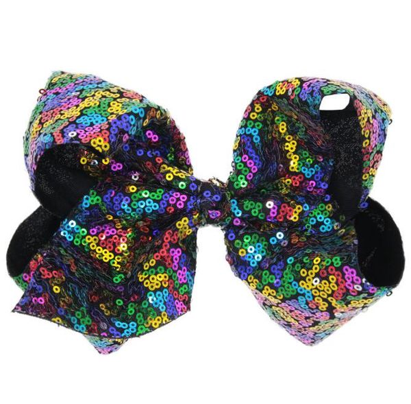 8 pouces Big Sequin Bowknot en épingle à cheveux Bandeau filles Ruban cheveux frange clip cheveux accessoires coiffure enfants mignons arc pince à cheveux Party Headwear