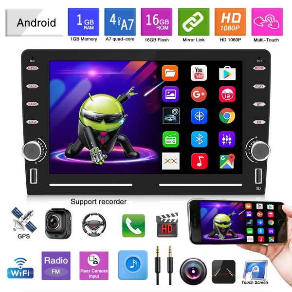 Lecteur DVD de voiture de 8 pouces Navigation Android universelle Une Machine Android Lecteur MP5 MP4 Radio GPS Bluetooth Android