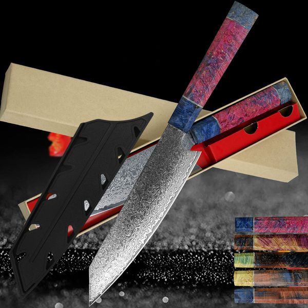 8 pulgadas Cuchillo Chef 67 capas de acero VG10 Damasco Cleaver Santoku Utilidad Peeling vegetal Kiritsuke solidificados Asa de Madera herramientas de cocina