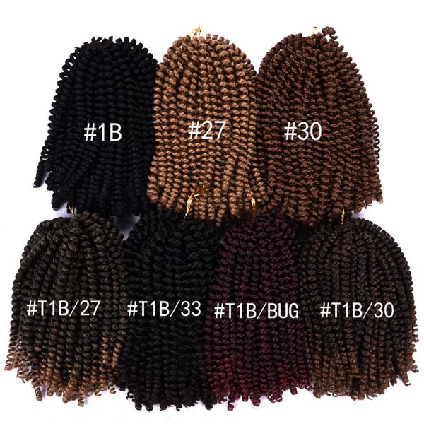 8 pulgadas de ganchillo trenzas Extensiones de cabello Sintético Spring Twist Kanekalon Fibra Bulk Bulk Jamaican Bounce Braiding Hair