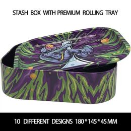 Metalen rolling tray kit rookaccessoires stash box 180x140x45mm groot klein formaat roltrays 10 ontwerpen