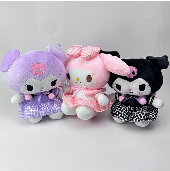 8 pouces mode kawaii jupe à carreaux lapin en peluche peluche peluche poupée Festival cadeau poupée enfants jouets