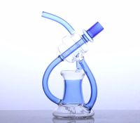 8 pouces verre HOOKAH barboteur Recycler eau bong pipe à fumée BEAKER base bleu, bleu jade, gris