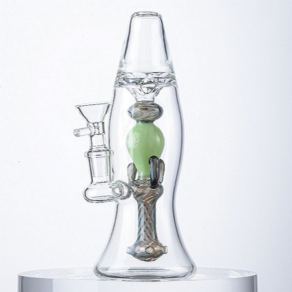 8 pulgadas Hookah Bongs de vidrio grueso Lámpara de lava Aceite Dab Rigs Percolador Bongs 14 mm Junta femenina Tubería de agua Vaso de vidrio Bong con tazón