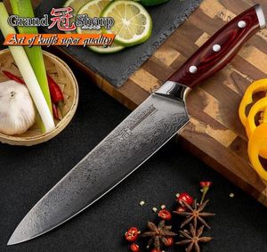 Couteau damas japonais de 8 pouces 67 couches manche Pakka PRO couteau de chef damas lame VG10 couteau de coupe de cuisine damas avec cadeau 4436155