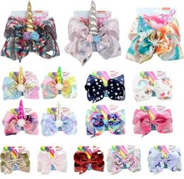 8 pouces Jojo Bow Girl Hair Bows Flowers Rainbow Sirène Unicorn Design Girl Clippers Girls Coils Clips Accessory 3734868